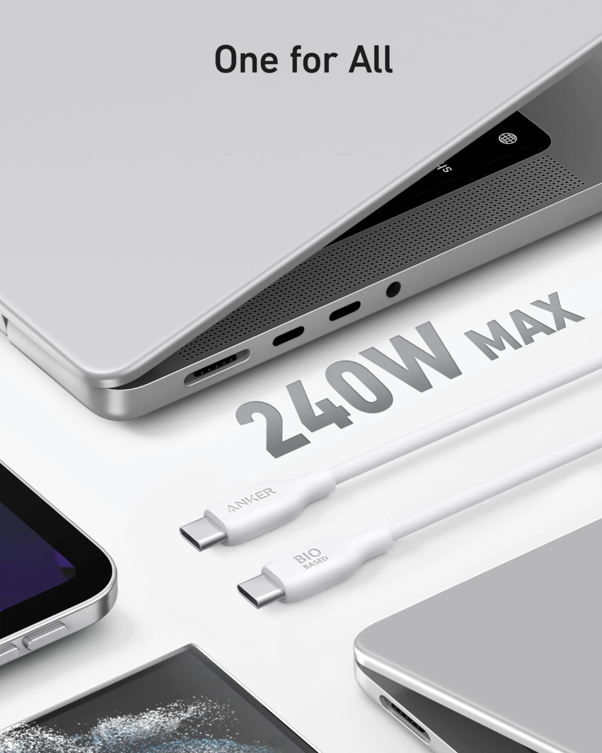 كيبل أنكر 554 مصنوع من مواد طبيعية ومتين USB-C إلي USB-C مقاس 6 اقدم | أبيض كيبل أنكر 554 مصنوع من مواد طبيعية ومتين USB-C إلي USB-C مقاس 6 اقدم | أبيض